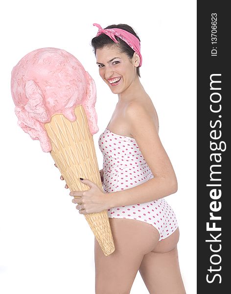 Pin-up female with ice cream