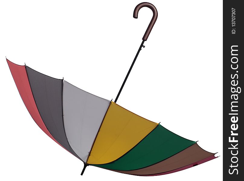 Silhouette of an open umbrella on a white