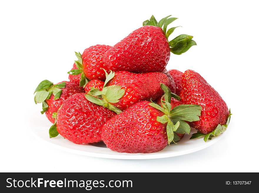Juicy strawberries on a plate. Juicy strawberries on a plate