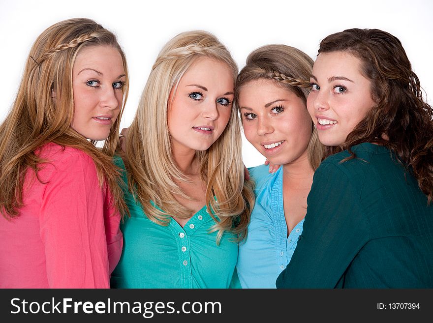 Group of young girlfriends having a happy time together. Group of young girlfriends having a happy time together