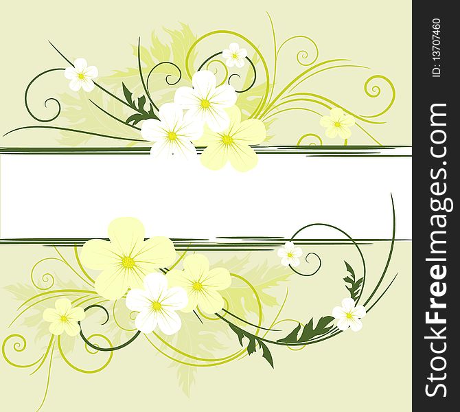 Floral banner, illustration with copy space area