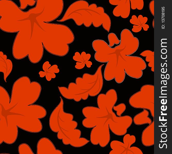 Red seamless pattern with flowers