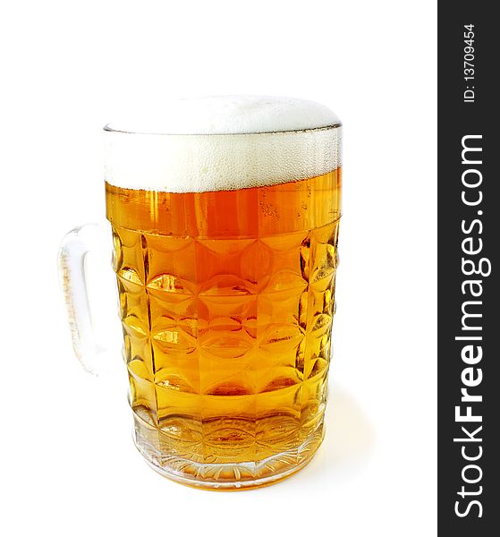 Glass of beer isolated on white