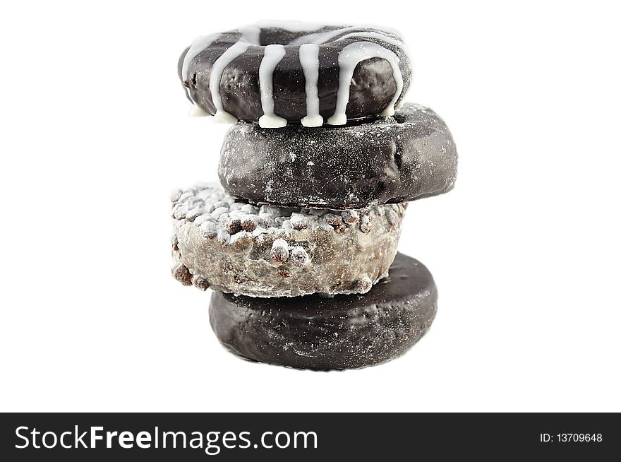 Chocolate donuts isolated on white background