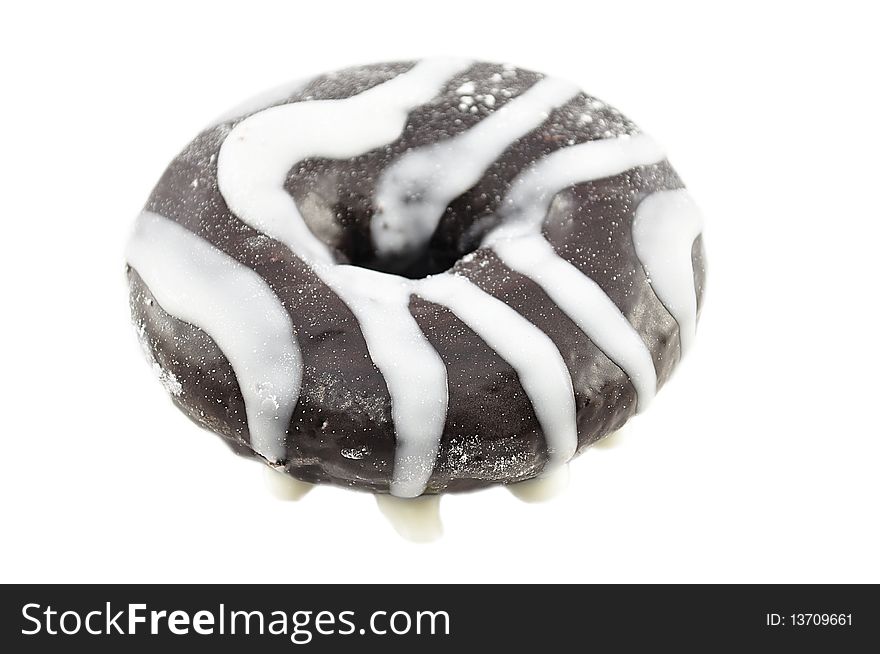 Chocolate donut isolated on white background