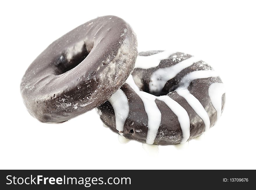 Chocolate donuts isolated on white background