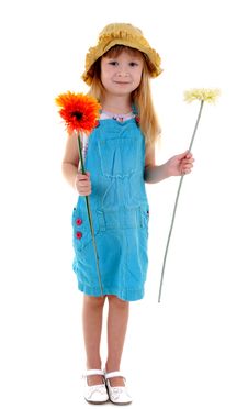 Small Girl With Flowers Royalty Free Stock Photography