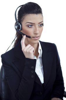 Beautiful Call Center Telephone Woman Stock Photos