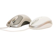 Computer Mouse With Cable On White Stock Photo