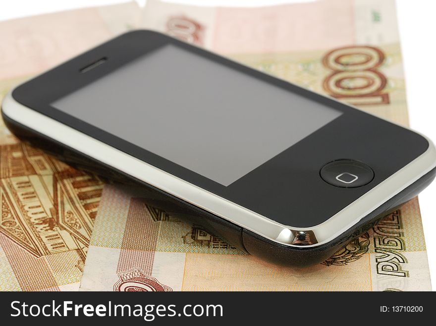 Cellular phone and dollars, economy money, costs