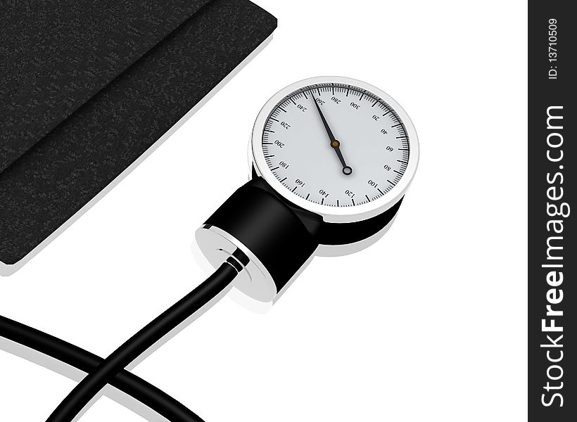 Black sphygmomanometer medical tool isolated on white background