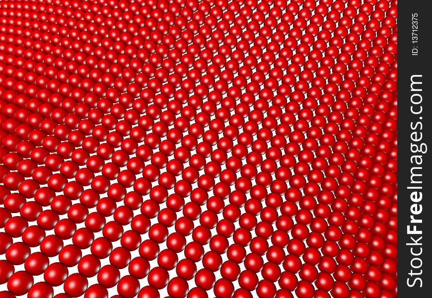 Red Spheres Structured As Grid Array Isolated