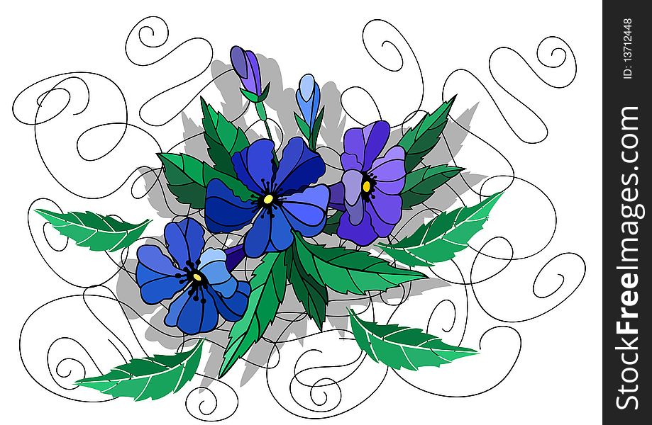 Beautiful Abstract Flowers In Blue Colors