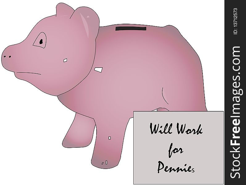 Piggy bank looking for work