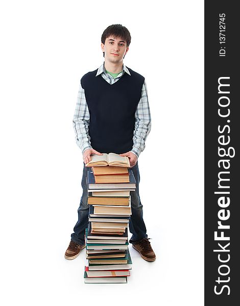 The young student isolated on a white background