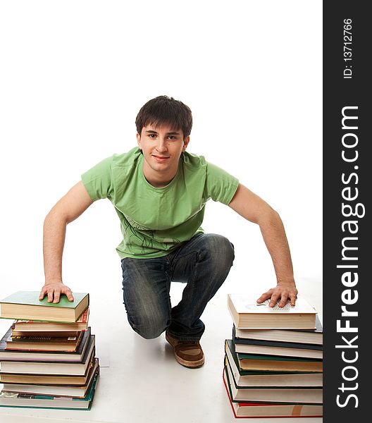 The young student isolated on a white background