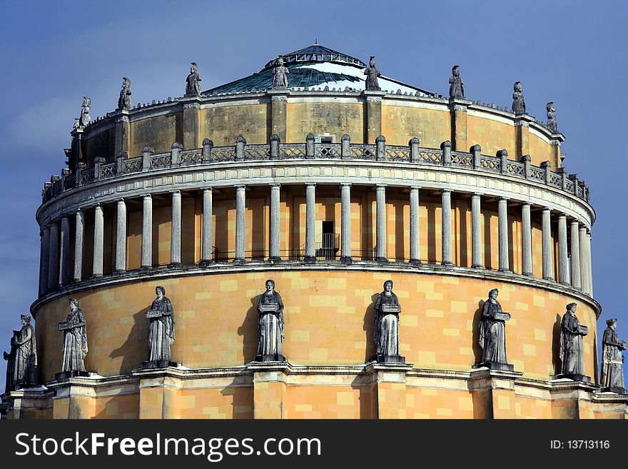 The Befreiungshalle (Hall of Liberation) is an historical monument above the city of Kelheim near Regensburg in Bavaria (Germany). The Befreiungshalle (Hall of Liberation) is an historical monument above the city of Kelheim near Regensburg in Bavaria (Germany).