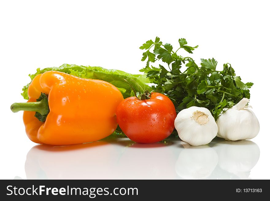 A lot of vegetables on white background