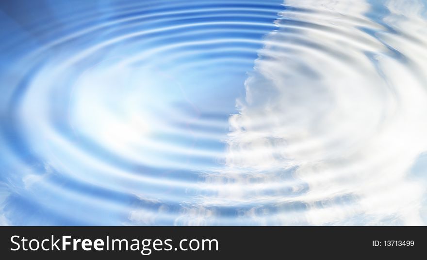 Reflection of the blue sky covered with clouds in water. Reflection of the blue sky covered with clouds in water