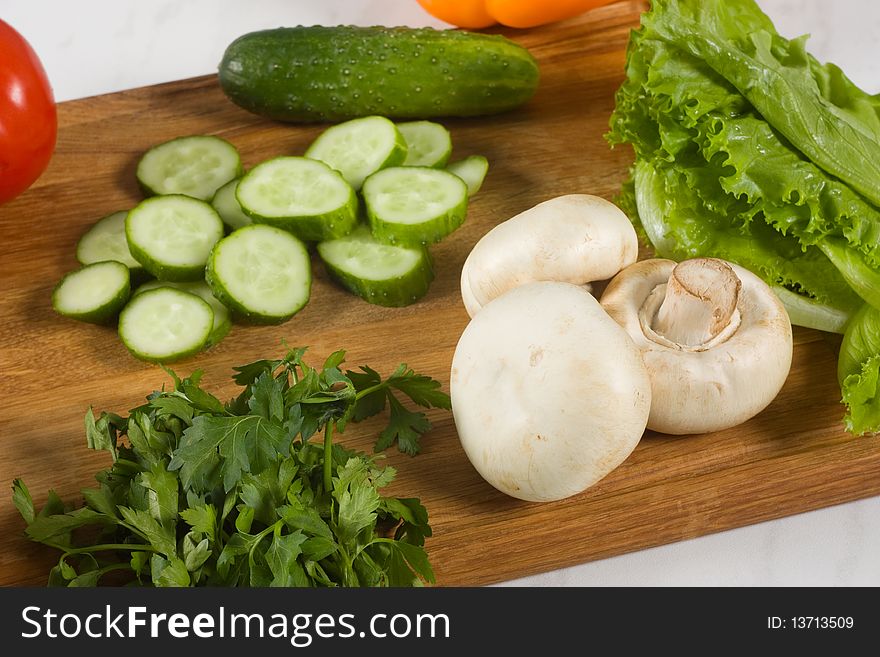 Fresh vegetables on cutting board