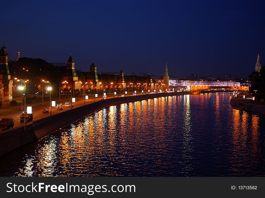 View from bridge of Moscow City, Russia at Night. View from bridge of Moscow City, Russia at Night