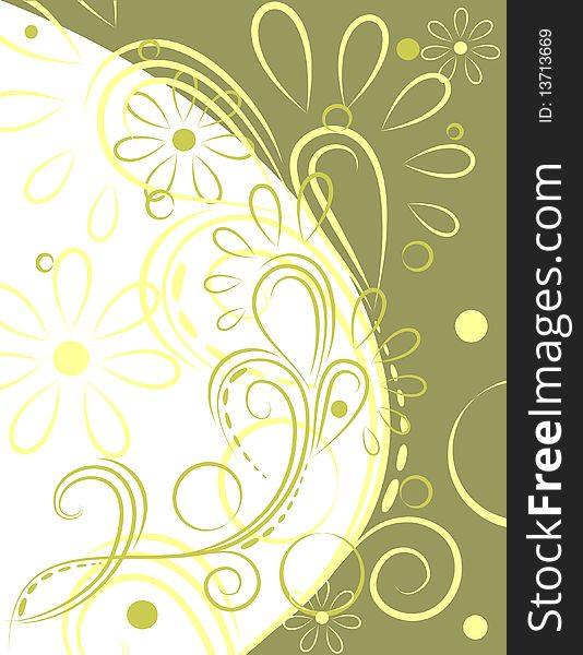 Decorative flowers on white and green background, vector illustration. Decorative flowers on white and green background, vector illustration.