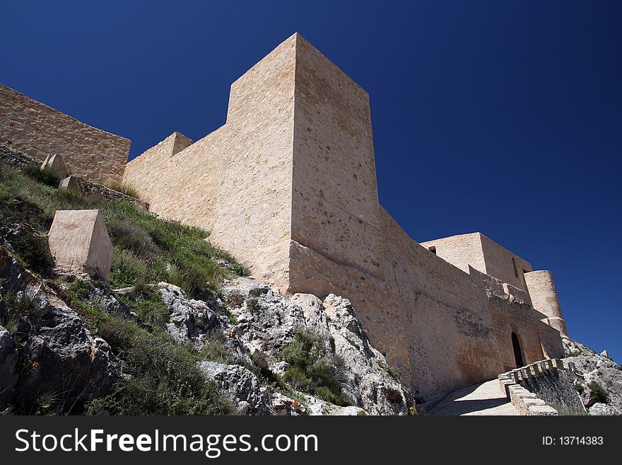 Walls of the Castle of Castalla in Alicante, Spain