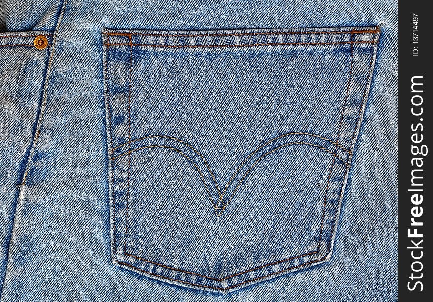 Blue denim jeans fabric with pocket. Blue denim jeans fabric with pocket.