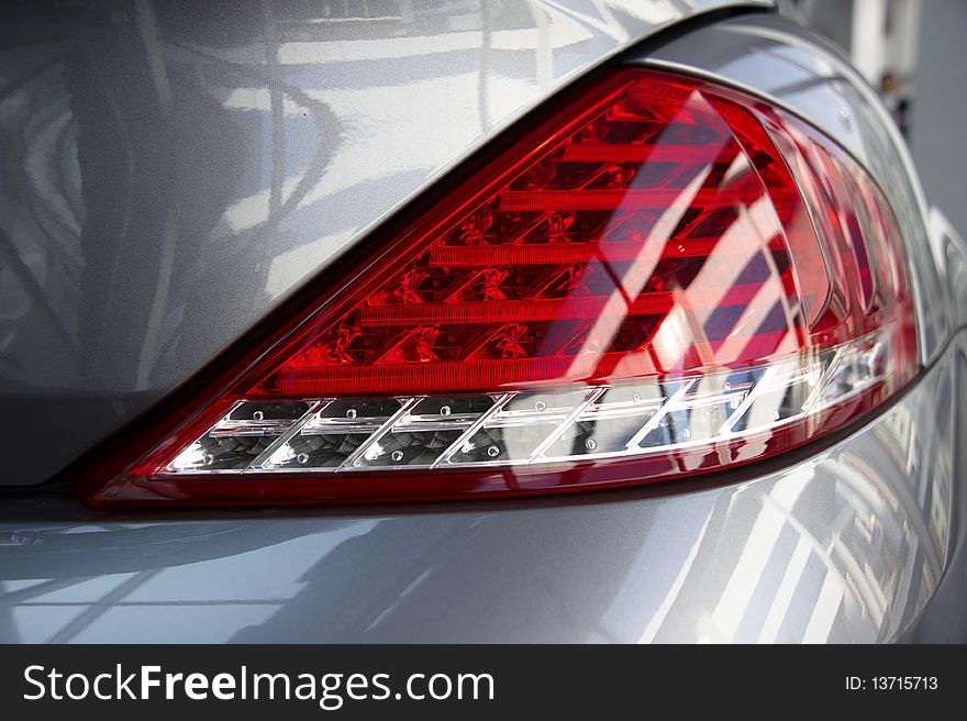 Close up picture of red headlight