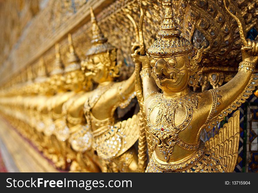 Garuda At The Grand Palace Gold ornamental patter statuettes