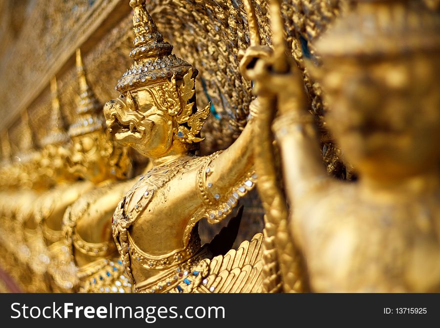 Garuda At The Grand Palace Gold ornamental patter statuettes
