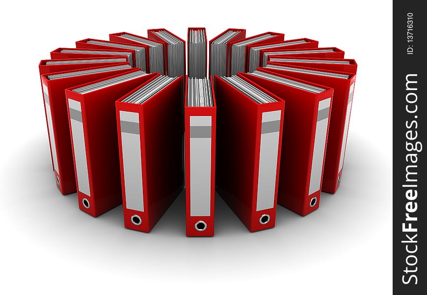 Abstract 3d illustration of archive folders group over white background
