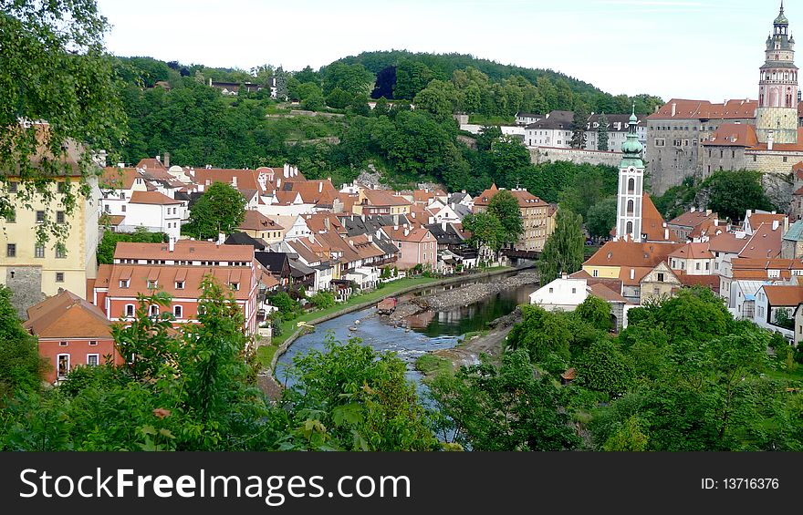 Panoramic  of Cesky Krumlov in Czech