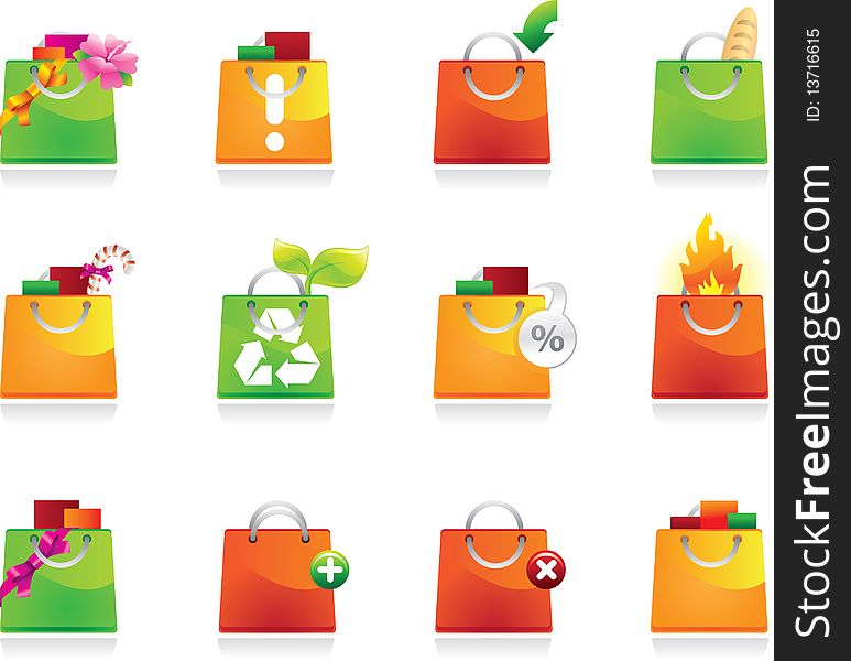 Shopping bags icon set