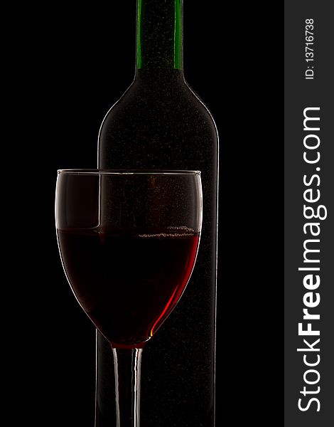 Wine isolated on black background