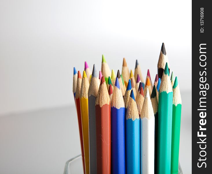 Photo of colorful pencils on a white background