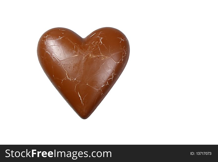 Valentine chocolate marbled heart isolated on white. Valentine chocolate marbled heart isolated on white