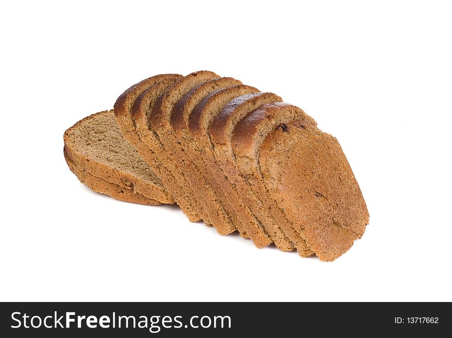 Isolated cut bread on white