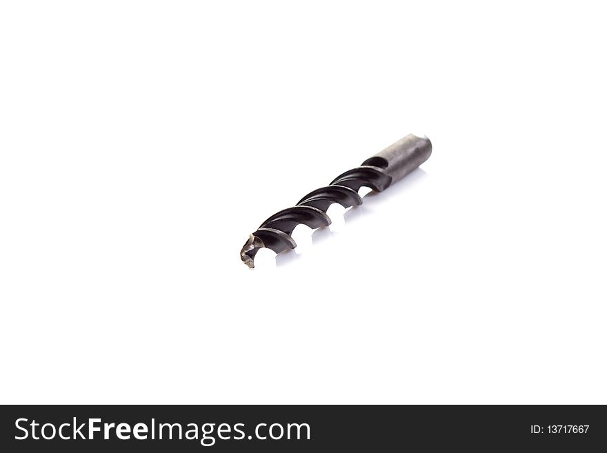 Isolated black helix drill on white