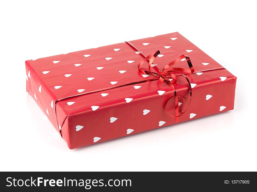 Red gift box on a white background