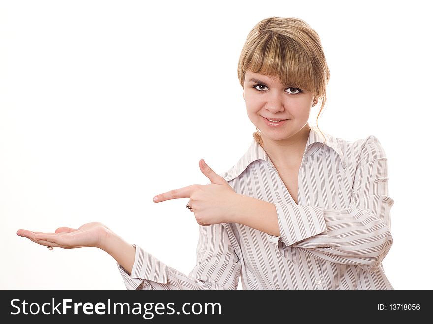 Girl smiling on a white background