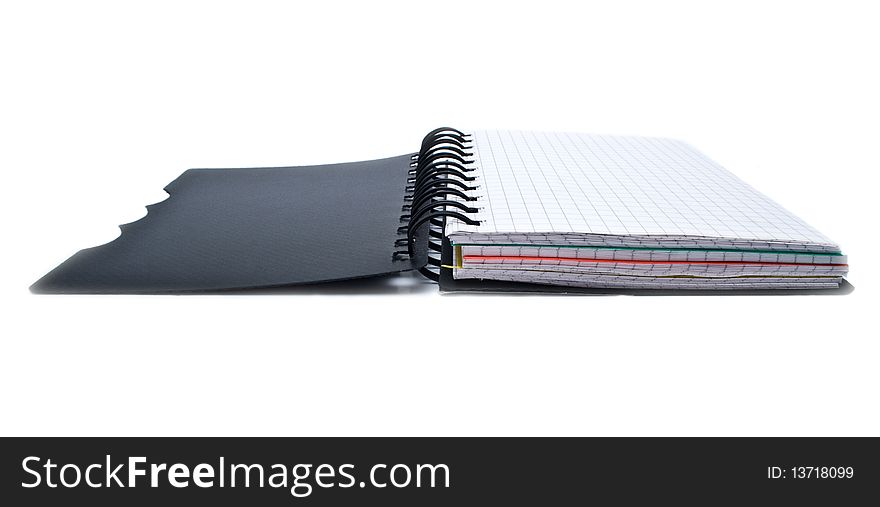 Notebook with a spring on a white background for your illustrations