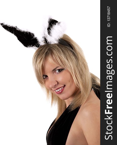 Pretty bunny girl. Isolated over white