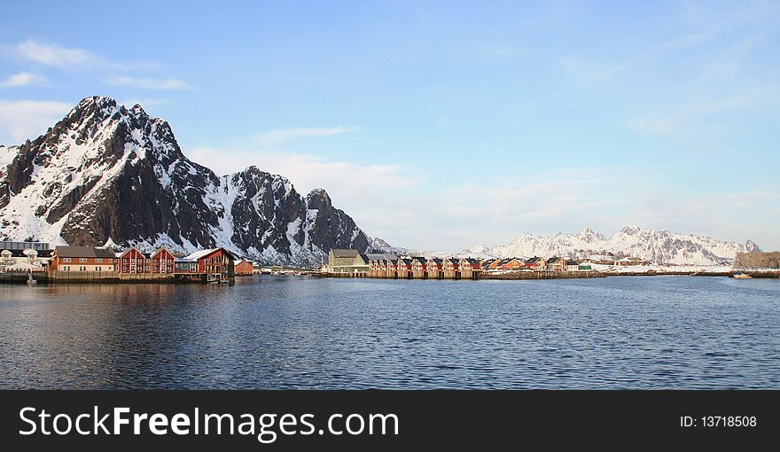 The port and the bay of Svolvaer, biggest town of Lofoten Archipelago. The port and the bay of Svolvaer, biggest town of Lofoten Archipelago