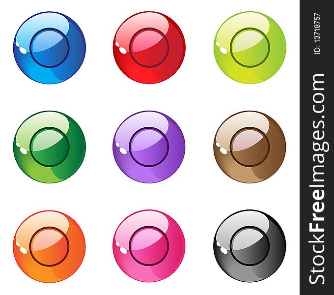 Nine round pearl aqua buttons. Bright series royalty free stock illustration