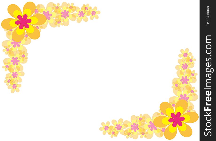 Illustration with color flower frame