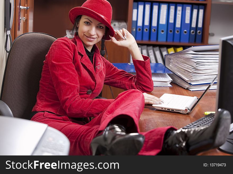 Extraordinaire businesswoman in red