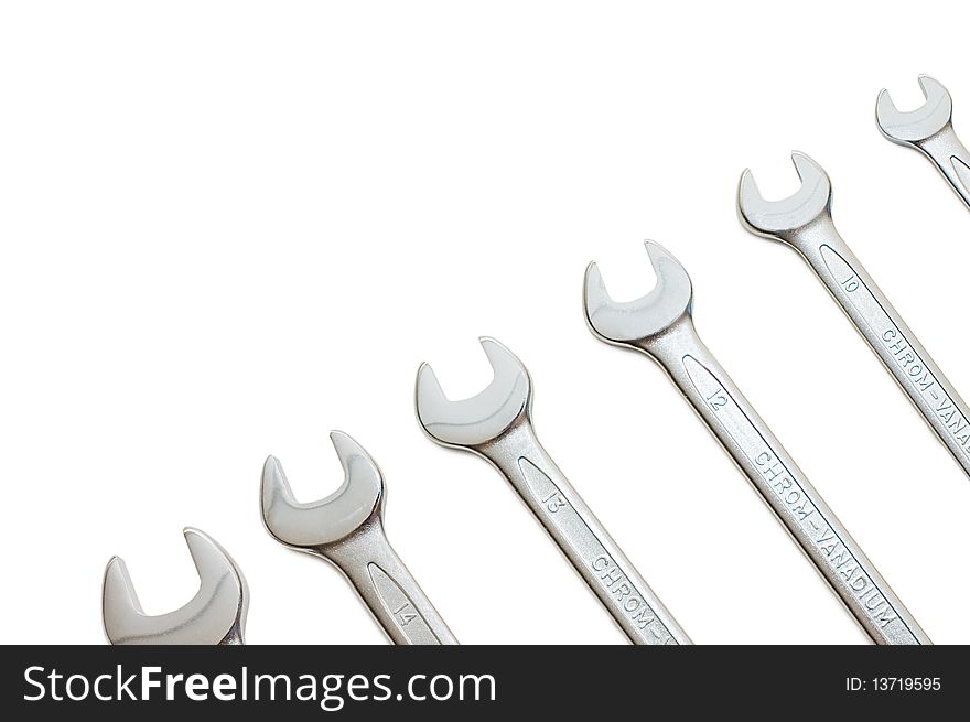 Silver spanners isolated with clipping path. Silver spanners isolated with clipping path