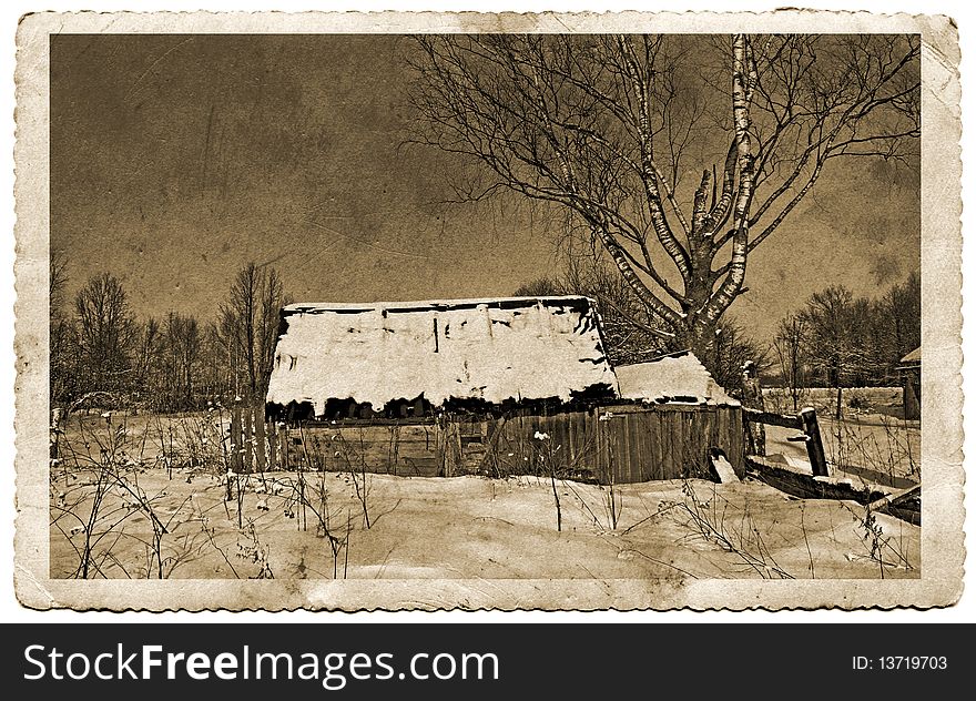 Rural house on aging photography