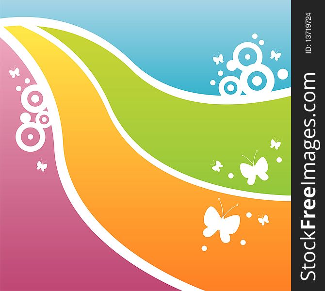 Colorful and glossy summer background with butterflies. Colorful and glossy summer background with butterflies